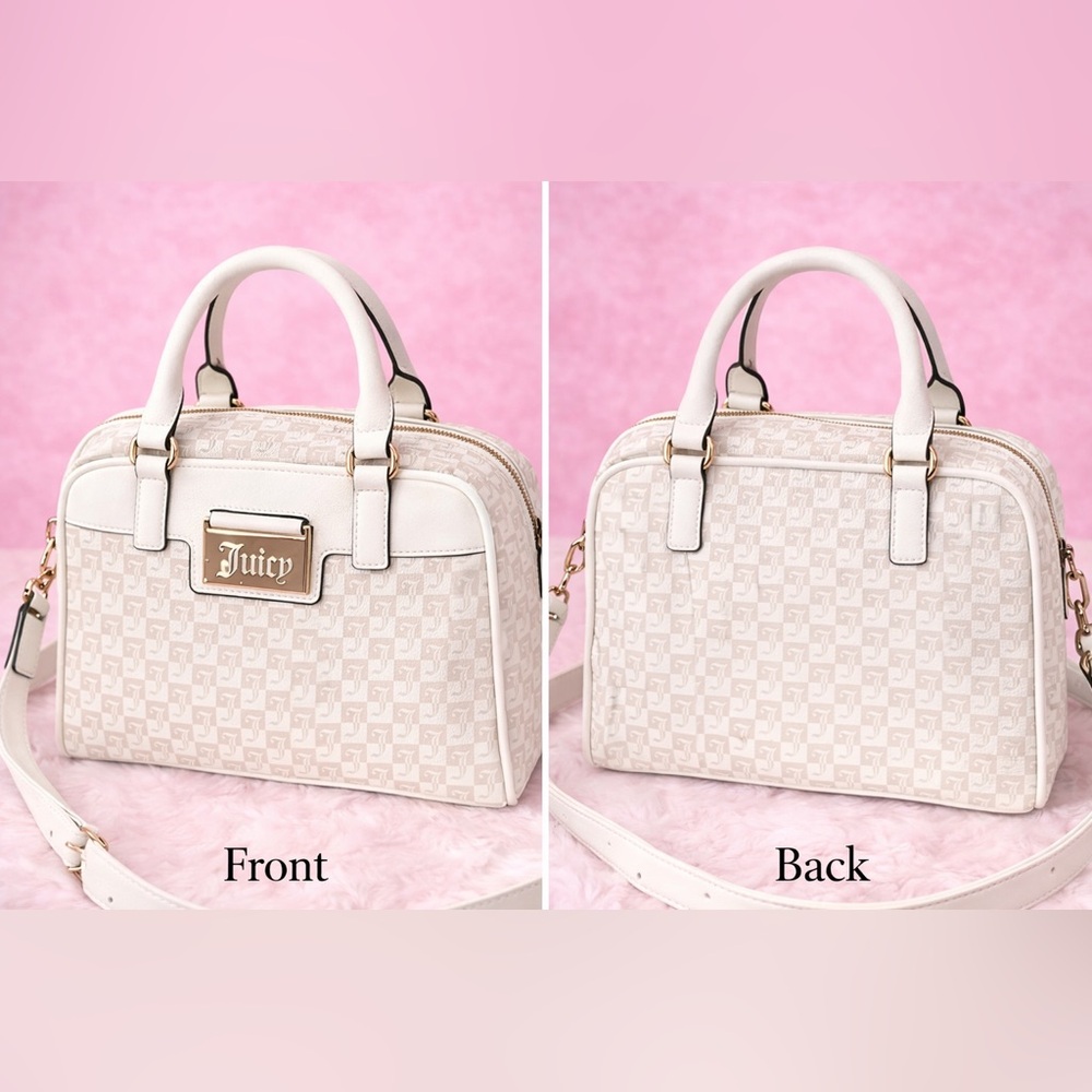 Juicy Couture Cream &White Monogram Dome Satchel✨
